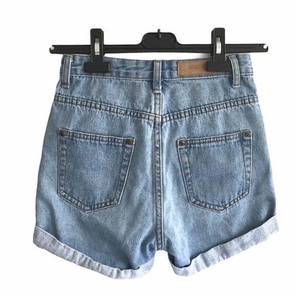 𝅺BOOHOO High Waisted Denim Shorts Cuff Blue 2 - Picture 2 of 4
